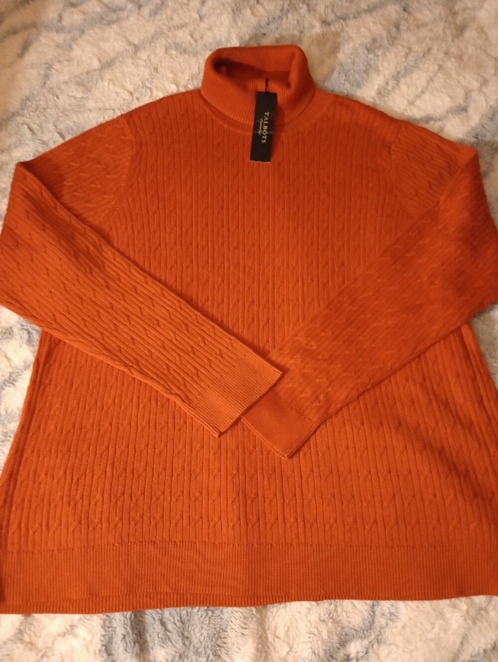 NWT Rustic Orange Pima Cotton Knit Turtleneck Sweater